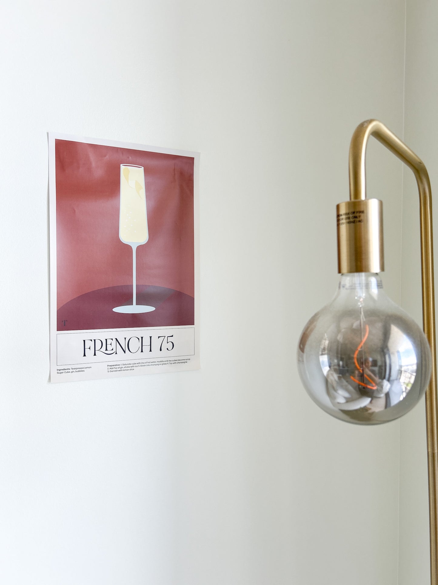 french 75 recipe poster