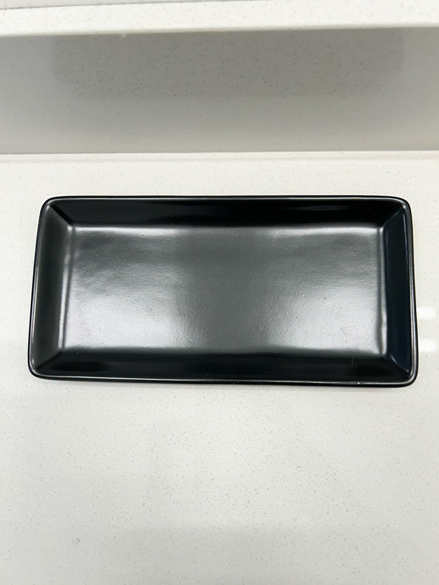 black stoneware rectangle tray